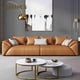 thumbnail image 2 of Light Luxury Leather Sofa First Layer Cowhide Nordic Small Apartment Living Room Three-Person Chaise Corner Down Sofa My Lux Decor Round, 2 of 16