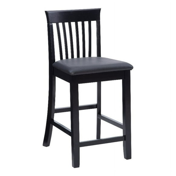 Linon Torino Tabouret de Comptoir en Bois Mission Back 25 Pouces en Bois et Similicuir, Noir