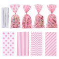 thumbnail image 2 of 50 bolsas + bridas de plástico para embalaje de regalos, bolsas azules y rosas para baby shower, galletas, bocadillos, galletas, dulces, palomitas de maíz, celofán, 2 of 5