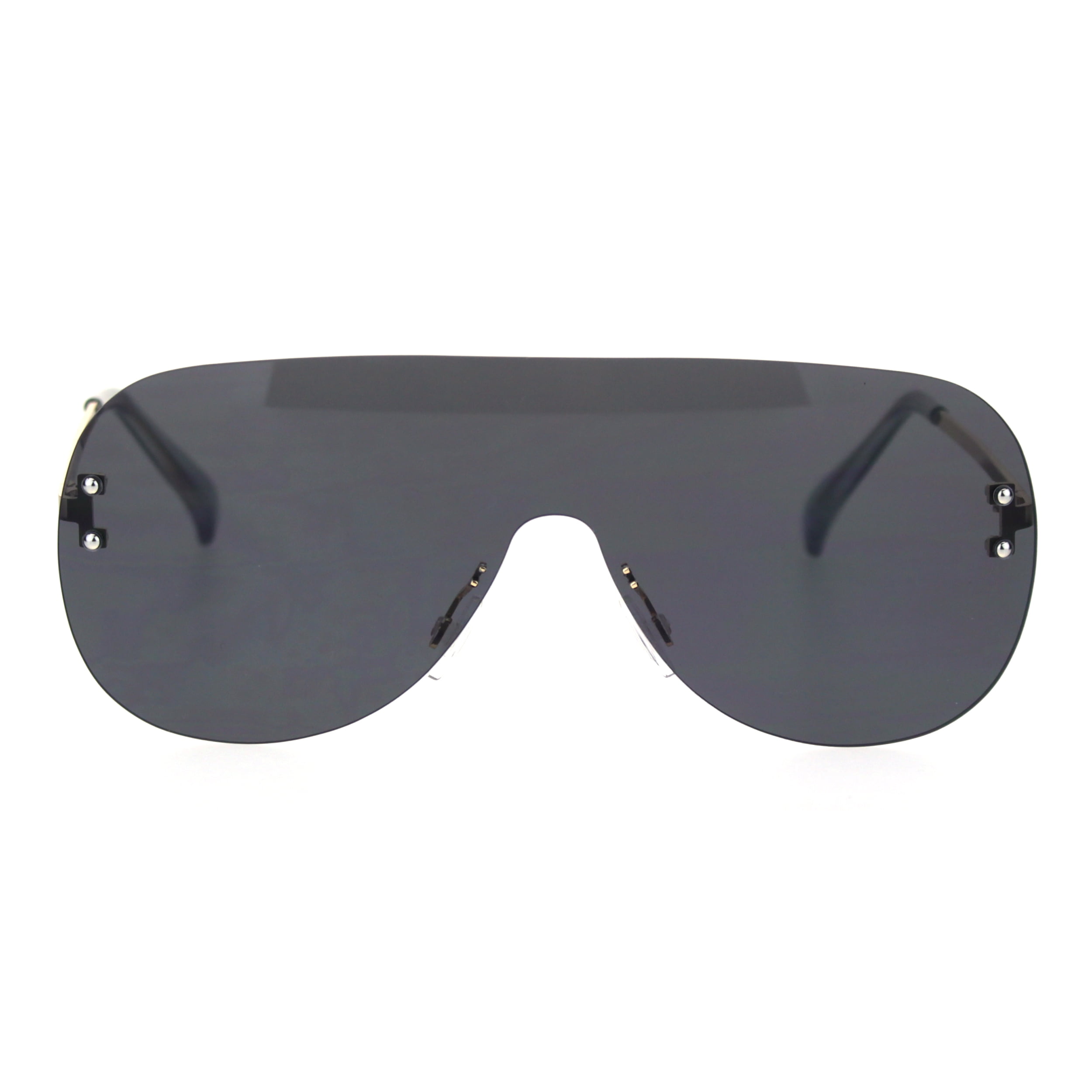 Minimal Shield Rimless Futuristic Large Racer Pilots Sunglasses Black ...