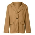 thumbnail image 5 of YDFCWXW Women Solid Color Blazer Wool Blend Causal Business Office Open Front Blazers Jacket for 2025 Fall Khaki, XL, 5 of 6