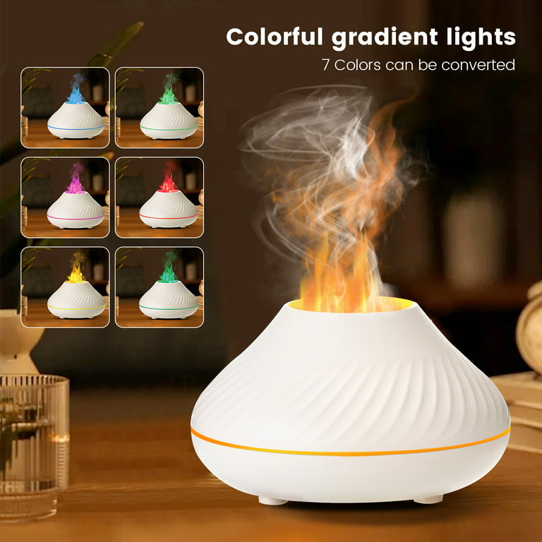 USB Ultrasonic Colorful Flame Aroma Diffuser Home Silent Humidifier  Essential Oil Automatic Diffuser