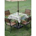 thumbnail image 3 of Outdoor Tablecloth with Umbrella Hole and Zipper, Thanksgiving Fall Square Table Cloth 60x60 Inch Waterproof Tablecloth, Blue Green White Pumpkin Eucalyptus Picnic Table Cover for Patio Camping, 3 of 7