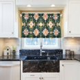 thumbnail image 5 of Yayeee Kitchen Curtains Tier Pair Light Filtering 27"x36" Rod Pocket Short Cafe Window Panel, Pink Geometric Flowers, 5 of 7
