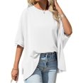 thumbnail image 2 of Summer Short Sleeve Oversize Solid Color T Shirt Women Loose Tops, 2 of 6