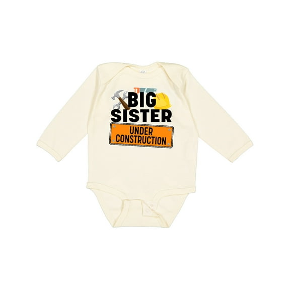 Inktastic Big Sister Under Construction Girls Long Sleeve Baby Bodysuit