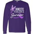 thumbnail image 3 of Inktastic Domestic Violence Survivor with Butterfly Long Sleeve T-Shirt, 3 of 5
