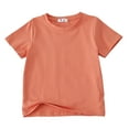 thumbnail image 3 of MIXUE Toddler Girls Tops & T-Shirts Kids Solid Color Crew Neck Short Sleeve Loose Dance Ballet Gymnastics Tops Holiday Wear,Orange,3-4 Years, 3 of 3