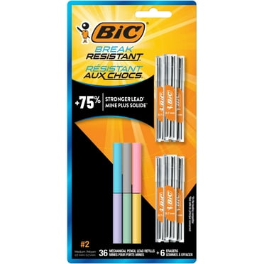 BIC Break Resistant Mechanical Pencil Lead and Eraser Refills, 12-Count Pack