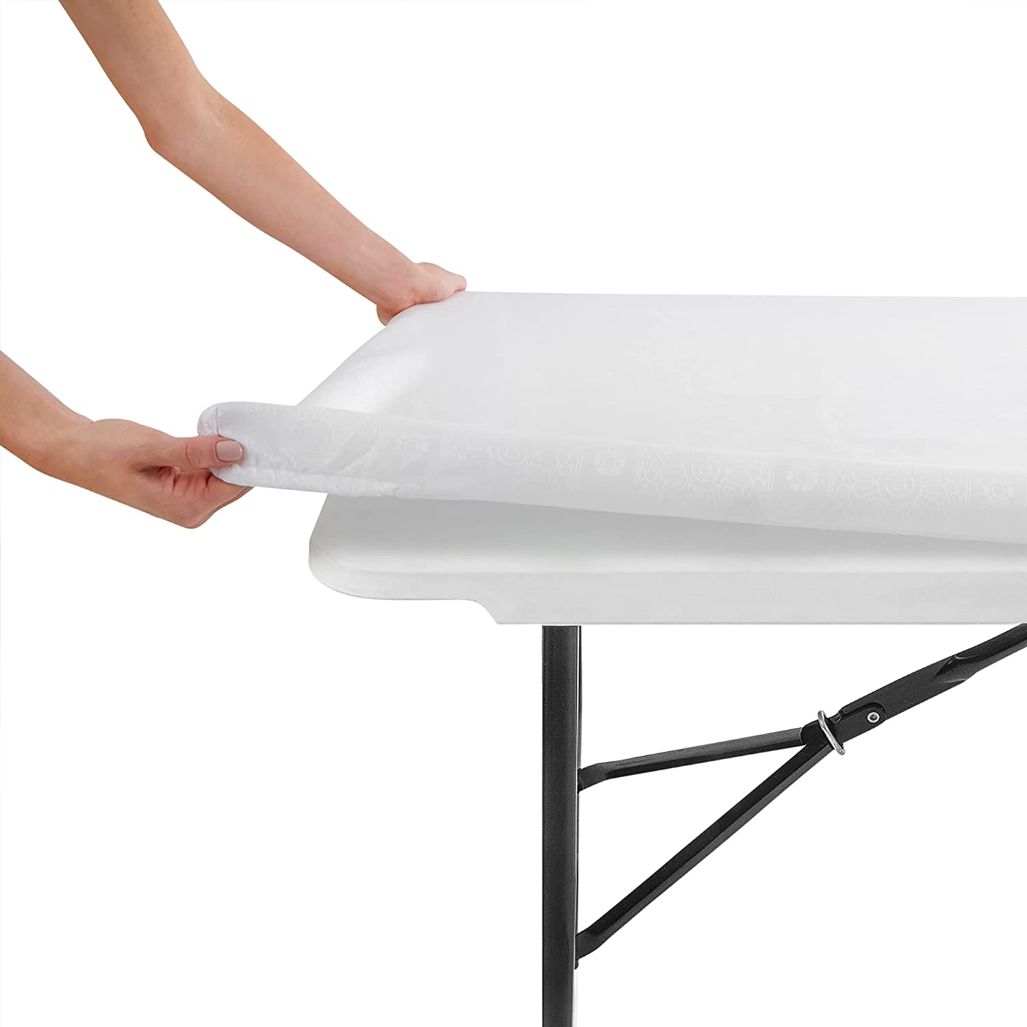 Fitted Rectangle Tablecloth for 6 Foot Tables Reusable Elastic Edge