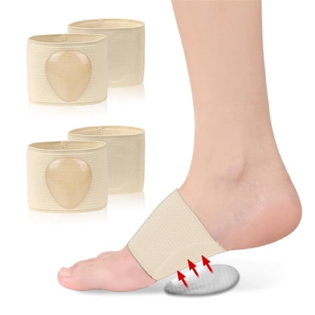2 Pairs Arch Supports for Plantar Fasciitis Relief - Compression Sleeve & Foot Brace with Gel Pad Inside for Heel Pain, Flat Feet, High Arches - Arch Support Bands for Women & Men (Skin Color)