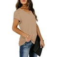 thumbnail image 7 of Youyipin women's tops Petal Sleeve Tops Summer Short Sleeve V Neck Criss Cross Tee Sexy Casual Basic T Shirts Blouses basic tees for women, 7 of 7