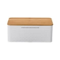 thumbnail image 4 of Metal Bread Box Bread Holder Bread Storage Bin Nuts Canisters Box with Lid Bread White, 4 of 8