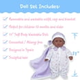 thumbnail image 2 of JC Toys La Baby Boutique African American 11 inch Small Soft Body Baby Doll dressed in Purple for Children 12 Months and older, 2 of 5
