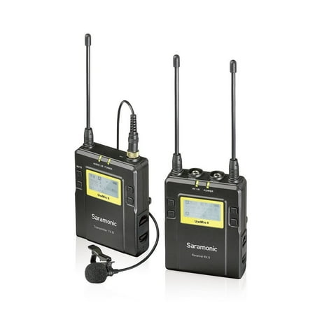 Bodypack Lav Mic Saramonic UWMIC9 96-Channel Digital UHF Wireless Lavalier Microphone System (UWMIC9) with Bodypack Transmitter, Portable Receiver, Lav Mic, Shoe Mount, XLR/3.5mm Outputs (RX9+TX9) ()