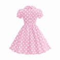 thumbnail image 4 of XXWXYD PolkaDot Girls Dress Short Sleeve 𝖯eter Pan Collar Vintag𝖾 Style Summer Play Casual Par𝗍y Outfit Ages 4-10 Toddler Kid Children Church School Birthday Celebration Gown, 4 of 9