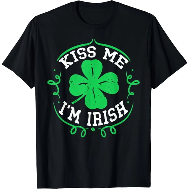 Camiseta Divertida "Bésame, Soy Irlandés" con Trébol - Regalo para el Día de San Patricio
