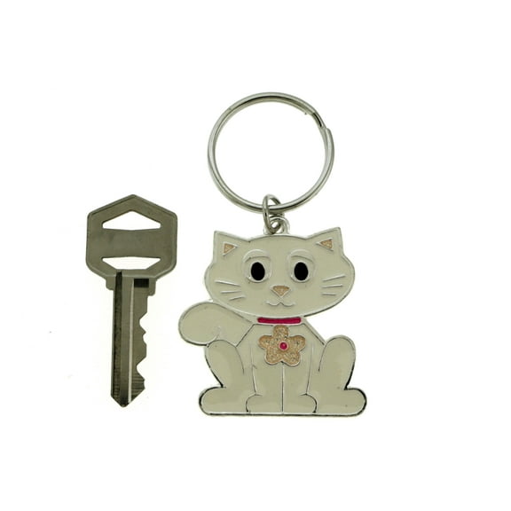 White Cat Shaped Key Chain KEKC4683