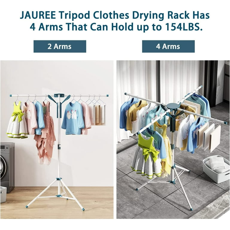 Tripod Clothes Drying Rack Folding Indoor Portable Drying Rack Clothing and Height Adjustable Space Saving Laundry Drying Rack with 20 Clips
