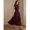 Burgundy, variant on Womens Elegant Burgundy Cap Sleeve High Neck A-Line Long Pleated Maxi Dress