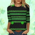 thumbnail image 2 of SELONE Womens Tops with 3/4 Sleeves St. Patricks Day Crewneck Shirts Stripes Pullover Festival Clothes, 2 of 7