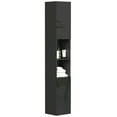 thumbnail image 1 of kleankin High Gloss Bathroom Cabinet with Door and Shelves, Black, 1 of 10