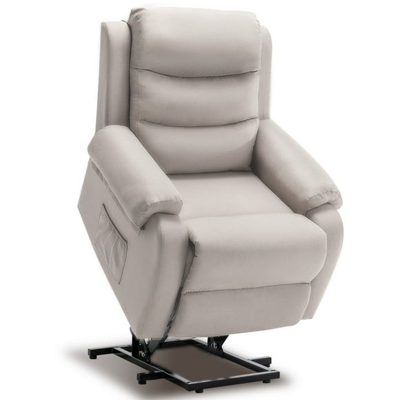 Korser Petit Fauteuil Inclinable Élévateur pour Aînés avec Fonction Mémoire en Lin pour Salon, Beige