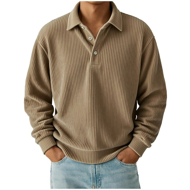 Mens Top,Casual Solid Color Button Half Cardigan Long Sleeves Lapel,Long Sleeve Workout Top