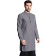 thumbnail image 3 of In-Sattva Men's Indian Mandarin Collar Handcrafted Fine Embroidered Kurta Tunic; Grey ; LG, 3 of 7