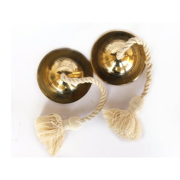 De Kulture Works Pure Brass Manjeera Percussion Instrument Cymbal Clapper Bell Pair 3X1 DH inches