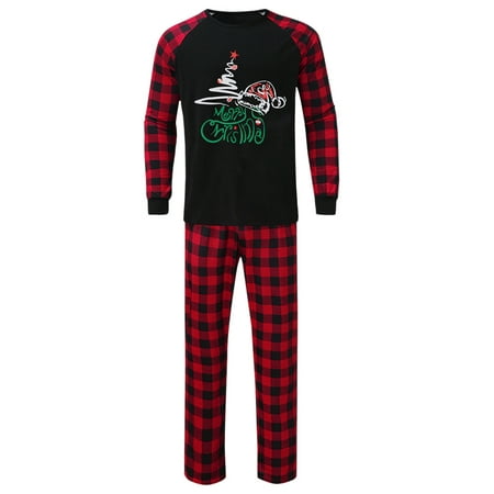 

STARVNC Women Christmas Element Print Round Neck Long Sleeve Family Pajamas Sets