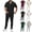 Black, variant on CHUMUD 2 Piece Sets for Men Summer Outfits Cargo Set Button Down Collared Short Sleeve Shirts and Drawstring Long Pants Tracksuits Hiking Going Out Casual