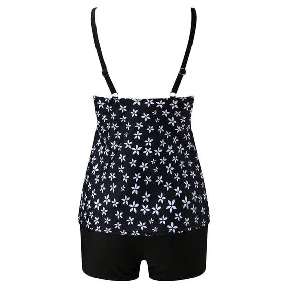 BRGZLK Tankini Swimsuits for Women 2026 Summer Two Piece Bathing Suits Tank Top with Boyshorts Tummy Control High-Waist Modest Swimsuits Black S