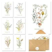 C2U 48 Pack Thank You Cards with Envelopes (4"x6") & Stickers - Floral Design for Birthday, Wedding, Bridal Showers, Baby Showers, Holidays