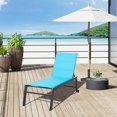 thumbnail image 3 of Resenkos Outdoor Chaise Lounge With Wheels, Five Position Recliner For Sunbathing, Suntanning, Steel Frame, Breathable Fabric, Blue, 3 of 11