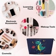 thumbnail image 3 of Lsque Dinosau Space Explorer Pattern Leather Travel Toiletry Bag - Durable Cosmetic Organizer with Smooth Zipper - Perfect for Makeup, Travel, Vacation, and Daily Use, 3 of 6