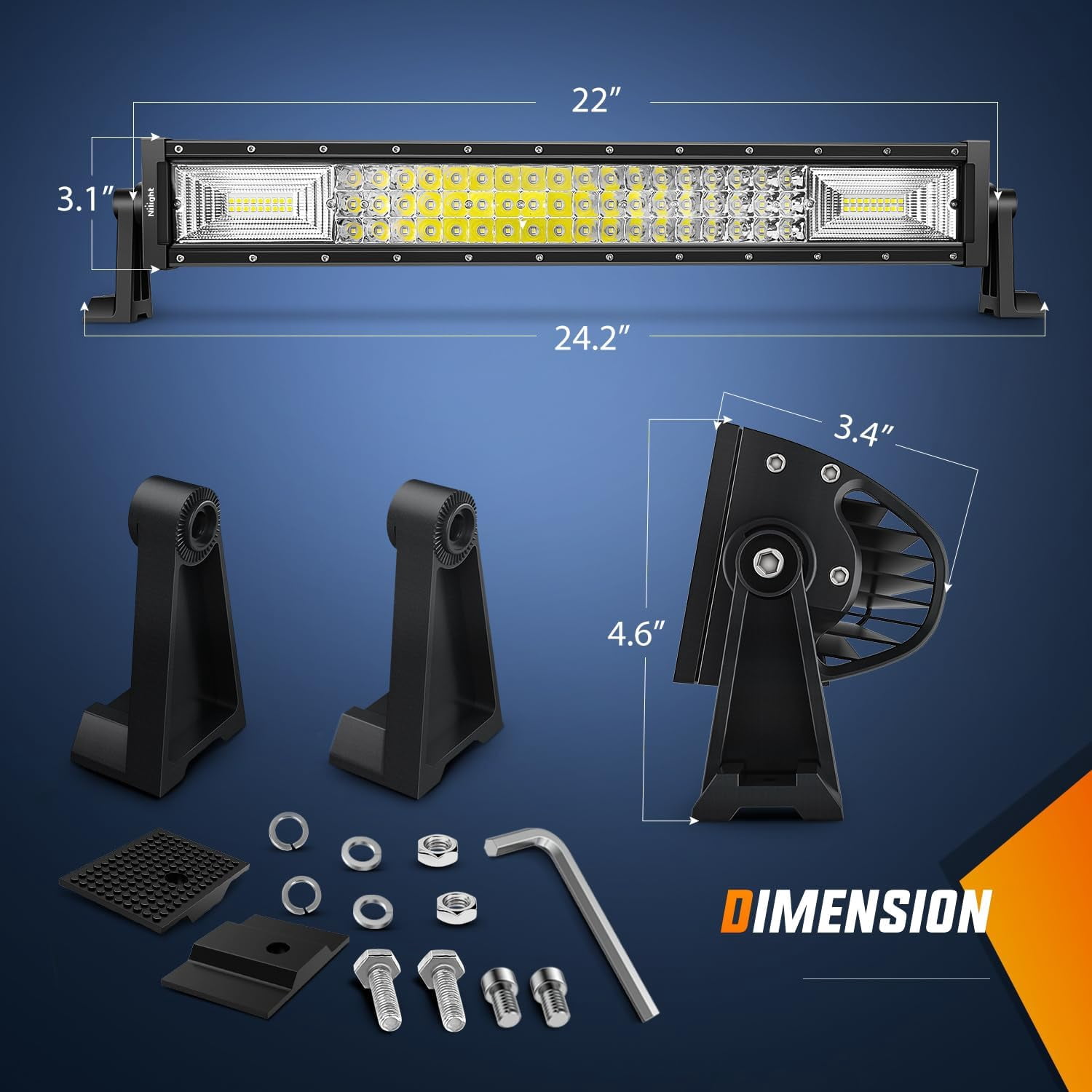 Nilight LED Light Bar 22" 270W Flood Spot Combo Triple Row Driving Lamp Roof Bumper Off Road LED Work Lights Pods for Van Camper Wagon Car Pickup Golf Cart ATV UTV SUV Truck Boat