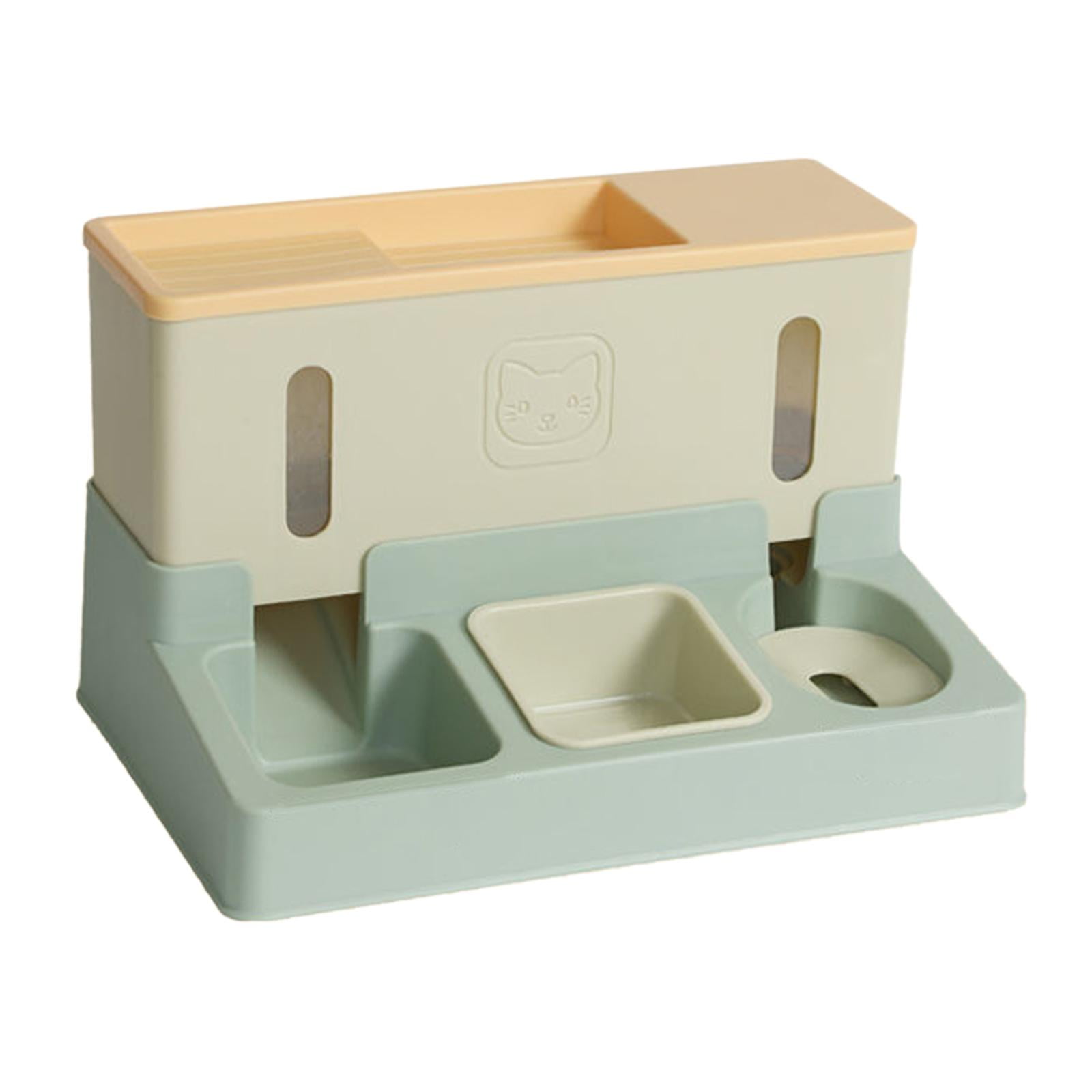 Automatic Cat Feeder Feeding Station with Transparent Window Durable Portable Dog Food Dispenser for Kitten Rabbits Puppy Small Animals Dogs Green
