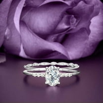 Beautiful Unique Art Deco 2.00 Carat Oval Cut Diamond Moissanite Engagement Ring, Classic Wedding Ring, One Matching Band in 10k Solid White Gold, Gift For Her, Girlfriend, Promise Ring, Bridal Set