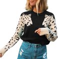 thumbnail image 2 of YUNAFFT Women's Fashion Sweater Clearance, Fashion Women Print Patchwork Long Sleeve Pullover Loose Sweater, 2 of 9