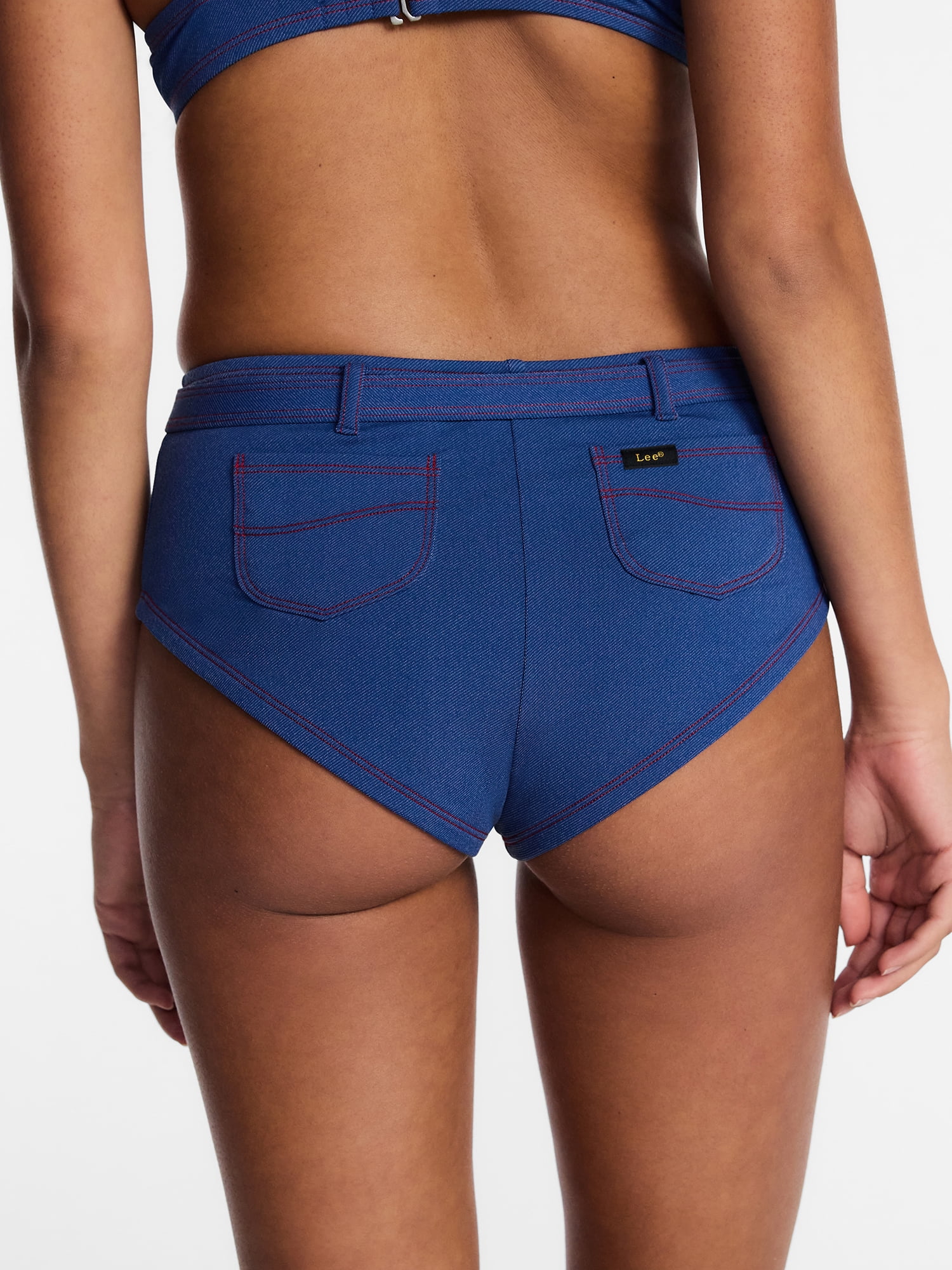 Kacey Lee Women's and Women's Plus High Waisted Boyshort Bikini Bottoms with Pockets, Sizes XS-3X