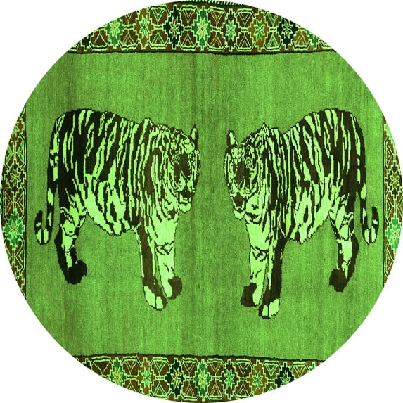 Ahgly Company Indoor Round Persian Green Traditional Area Rugs, 7' Round