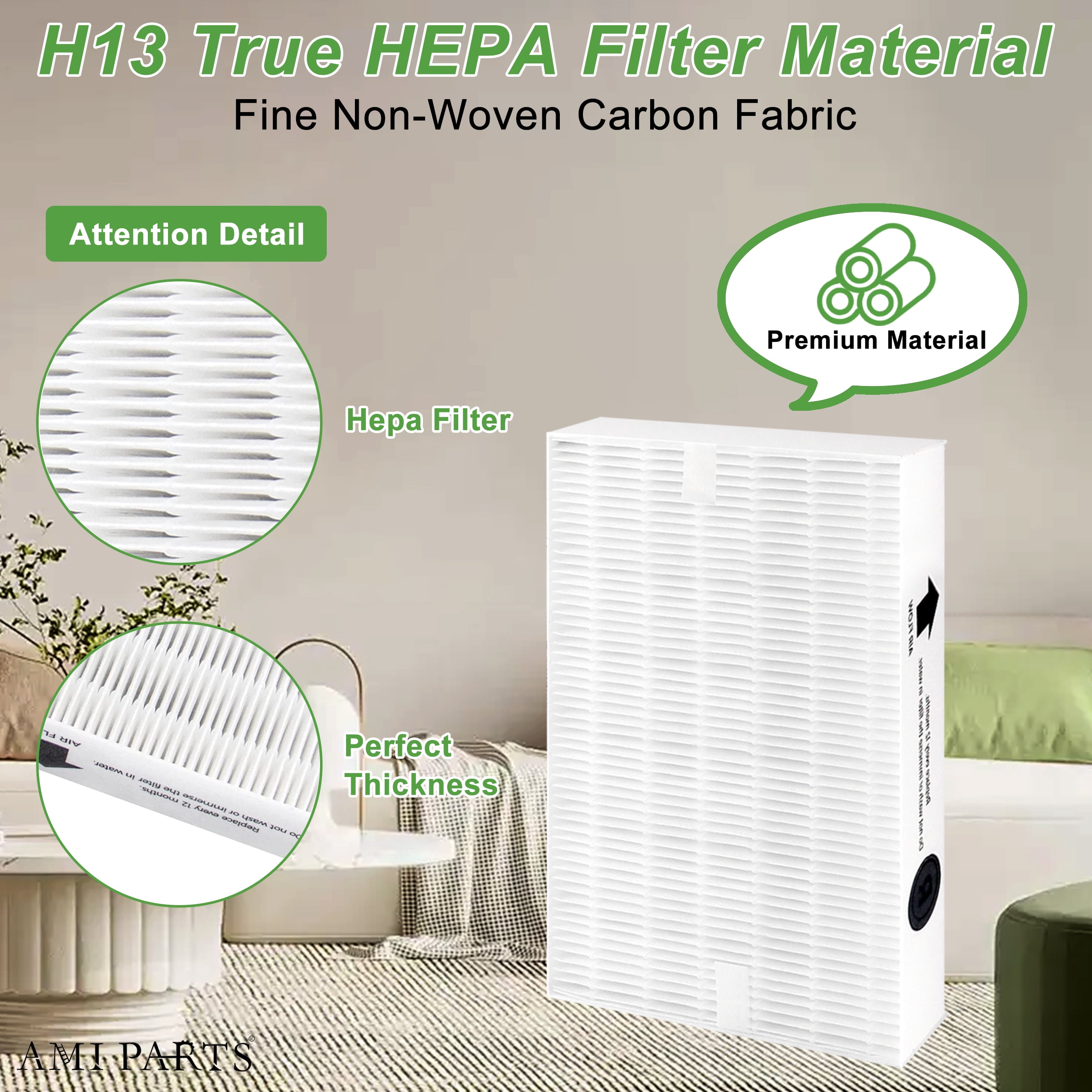AMI PARTS HPA200 HEPA Replacement Filters True HEPA for Honey-well HPA200 Series Air Purifier HRF-R2