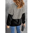 thumbnail image 1 of POGLIP Women's Gray Taupe Zip Neck Oversize Fluffy Fleece Pullover, 1 of 6