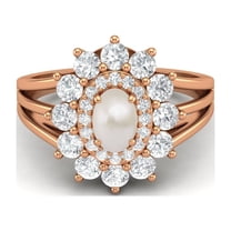 4.03 Ctw Oval Natural Pearl 925 Sterling Silver Rose Plated Solitaire Valentines Day Gifts Ring