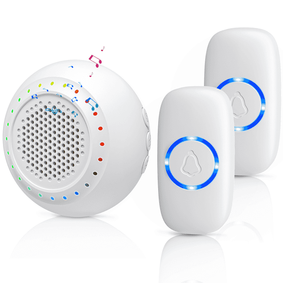 Bitiwend Adjustable Electric Wireless Doorbell Kit, 2 Transmitter and 1 Receiver for Home, Front Door Bell,Black