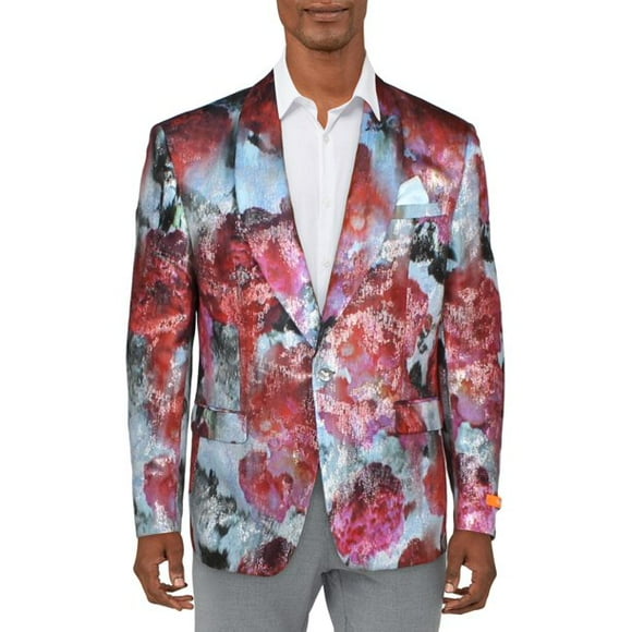 Tallia Mens Vibrante Metallic Sportcoat One-Button Blazer Jacket, Pink 46L