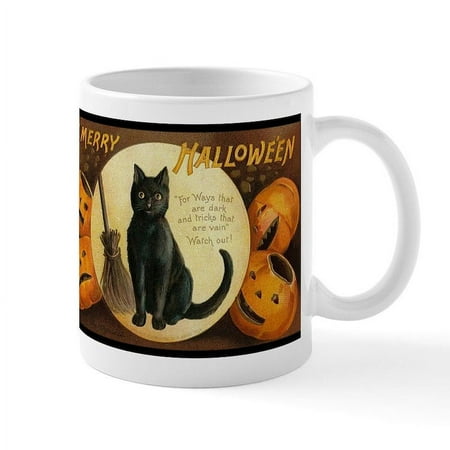CafePress - Vintage Merry Halloween Mug - 11 oz Ceramic Mug - Novelty Coffee Tea Cup