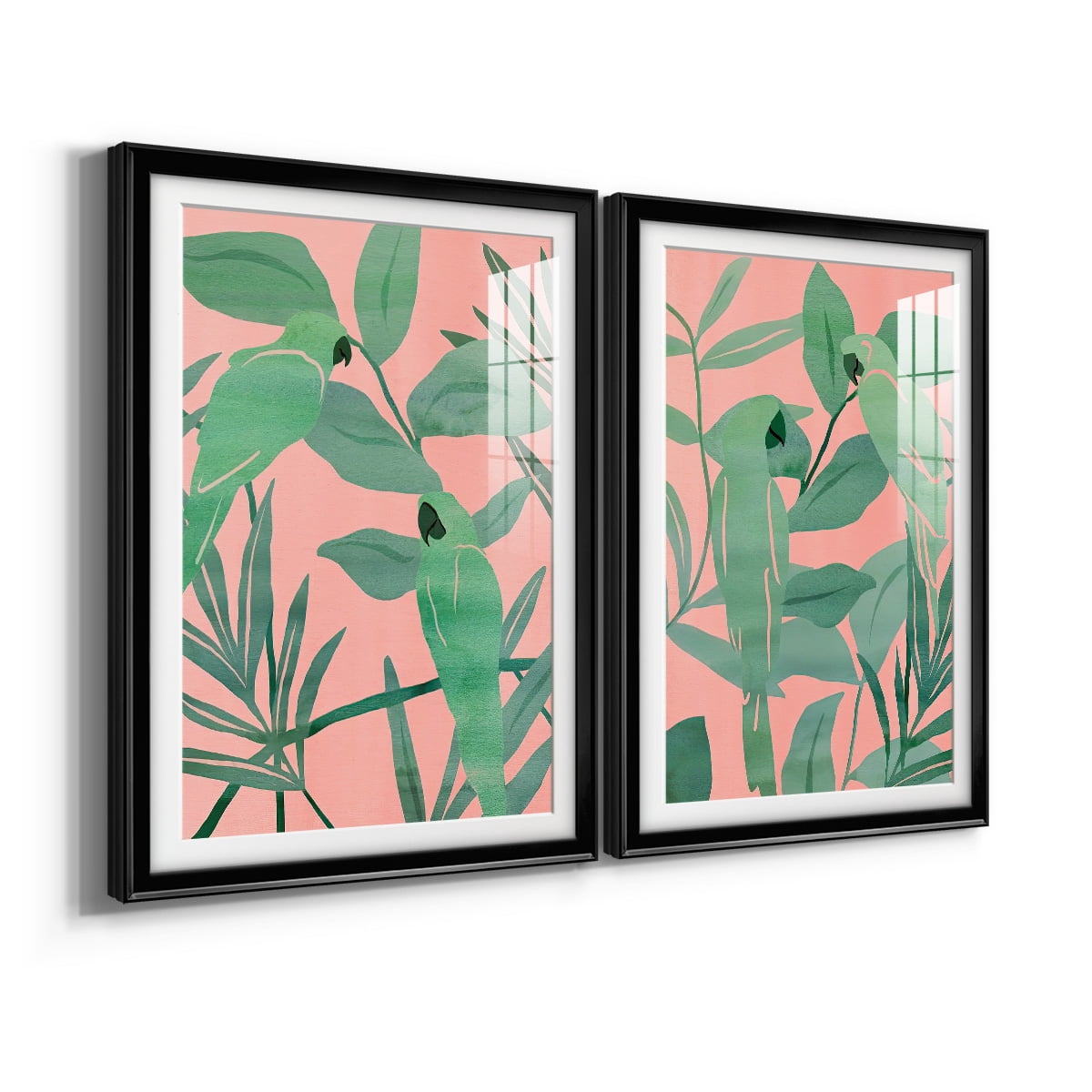 Wexford Home Pink and Green Birds of Paradise I Premium Framed Print, 18.5" x 24.5" - Ready to Hang, Black (Set of 2)