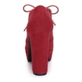 thumbnail image 2 of BLISSFUL STEP Women's Platform Block Heel Lace Up Booties Red (Size 11), 2 of 8